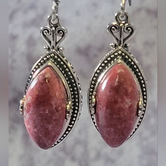 Norwegian Thulite Dangling Earrings - Picture 12 of 13